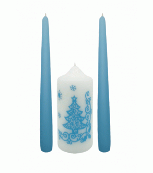 Kerstkaarsen Blauw Kerst set van 3 stuks