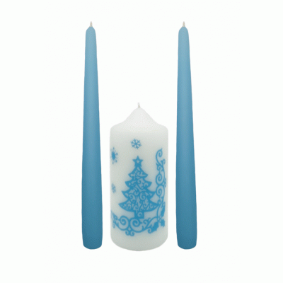 Kerstkaarsen Blauw Kerst set van 3 stuks