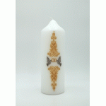 Huwelijkskaars met duiven en ringen 