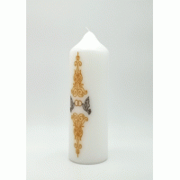 Huwelijkskaars met duiven en ringen 