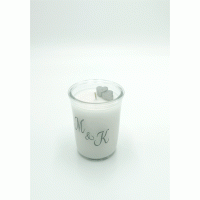 Kaars in glas met initialen 70x70 mm