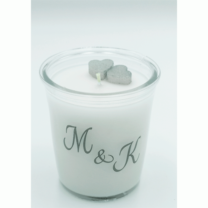 Kaars in glas met initialen 70x70 mm