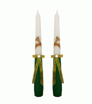 Kerstkaarsen Gotishe Groen set van 2 stuks