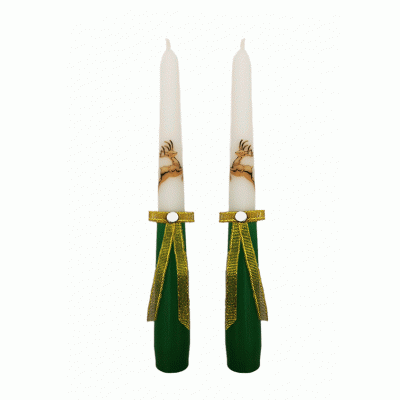 Kerstkaarsen Gotishe Groen set van 2 stuks