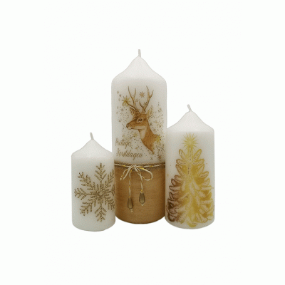 Kerst Cadeauset Gouden Kaarsen Set 3 stuks