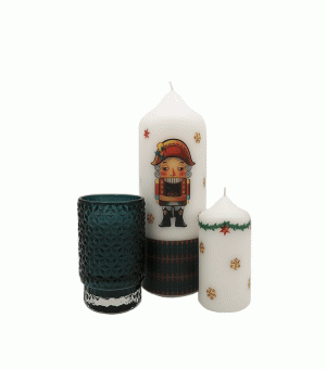 Kerst Geschenkset met Kaars in Glazen Potje set van 3 stuks