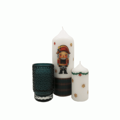 Kerst Geschenkset met Kaars in Glazen Potje set van 3 stuks