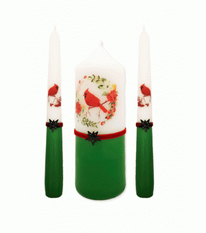 Kerstkaarsen Geschenkset, Cadeauset Groen 3 stuks, kaarsen set