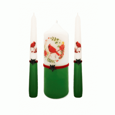 Kerstkaarsen Geschenkset, Cadeauset Groen 3 stuks, kaarsen set