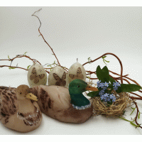 Paaskaarsen Eenden met eieren set van 5 stuks