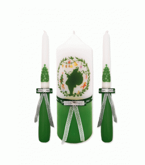 Kerstkaarsen, Kerstman Groen set van 3 stuks.