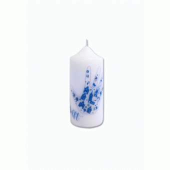 Kaars Delft blauw hand 60x130 mm