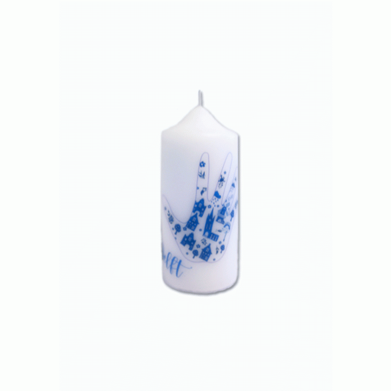 Kaars Delft blauw hand 60x130 mm