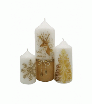 Kerst Cadeauset Gouden Kaarsen Set 3 stuks