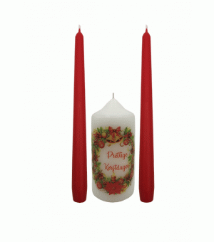 Kerstkaarsen Prettige Kerstdagen set van 3 stuks