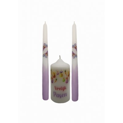 Vrolijk Pasen Paaskaarsen set van 3 stuks Vrolijk Pasen Paaskaarsen set van 3 stuks