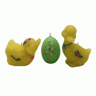 Paaskaarsen Eenden met een ei set van 3 stuks Paaskaarsen Eenden met een ei set van 3 stuks