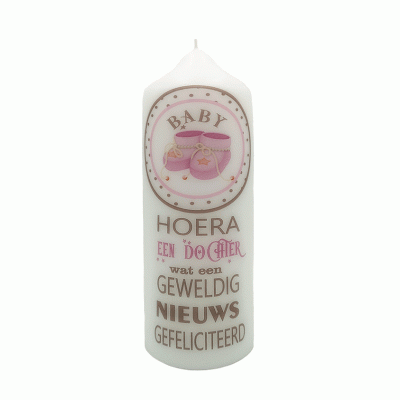 Geboortekaars Meisje Felicitatie Kaars Hoera een Dochter Geboortekaars Meisje Felicitatie Kaars Hoera een Dochter